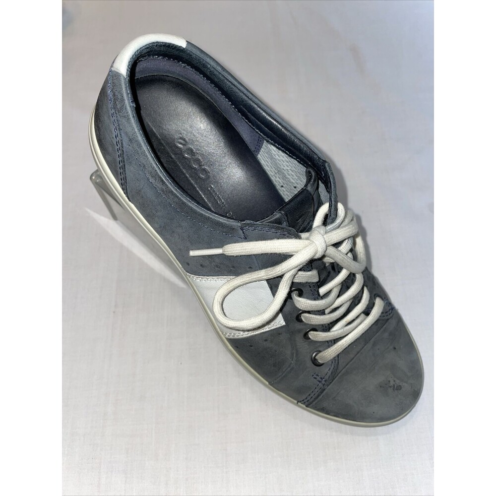 Ecco Casual Sneakers Mens Size 42 U.S. 8 M Gray Slate Leather Lace Up Grip Sole